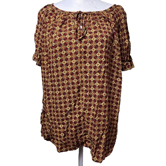 Boklan Pants - Vintage Boklan Boho Medallion Co-ord Set Peasant Top & Wide Leg Shorts Large